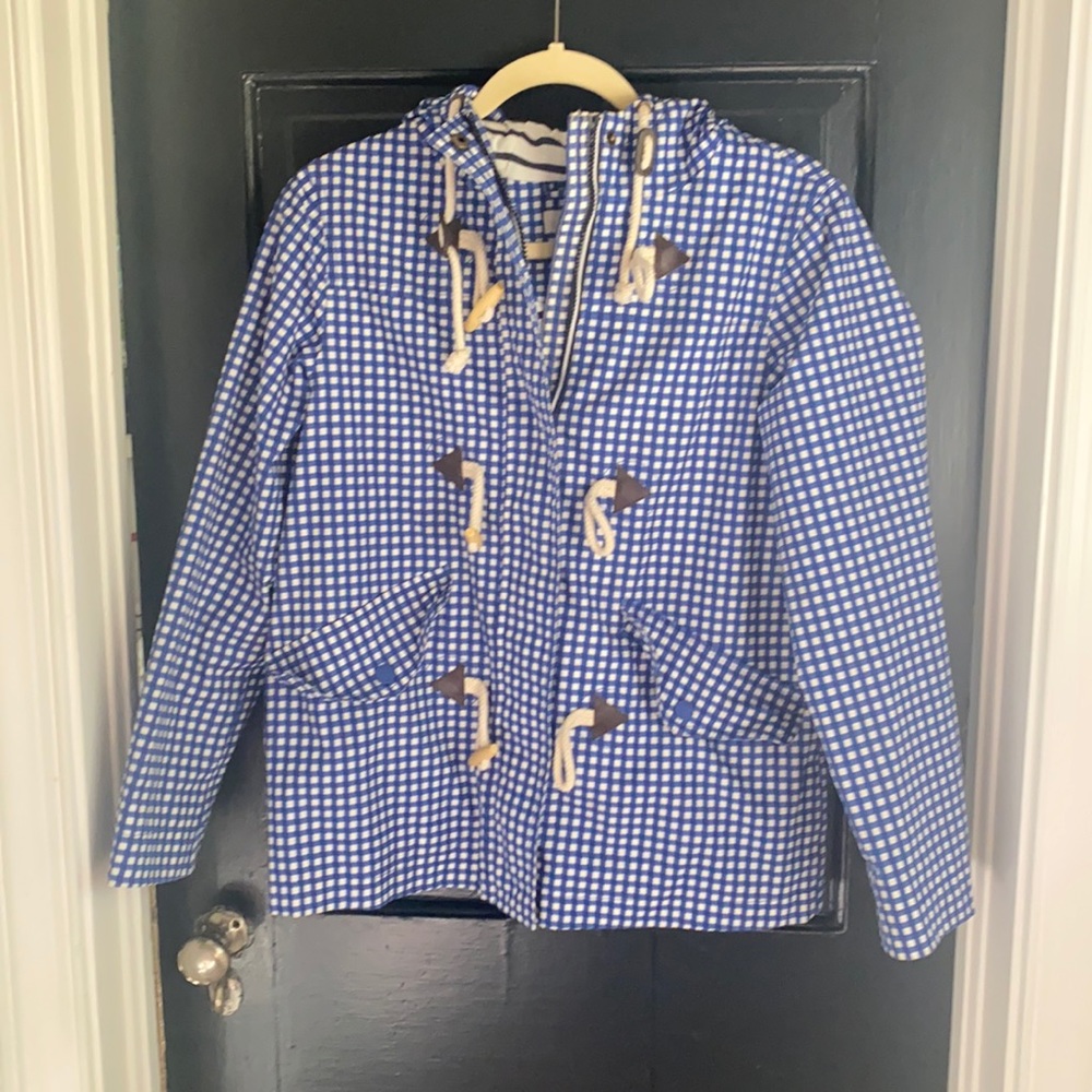 Boden raincoat. Size US 2. Gorgeous cobalt blue gingham/check